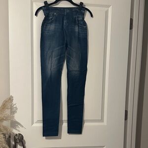 Dark Wash Skinny Jeans - Faded Detail